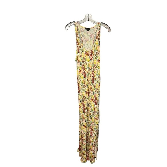 J Crew Alicia Racerback Slip Dress Women’s Yellow Floral Sleeveless Maxi Size 16 - Picture 2 of 6